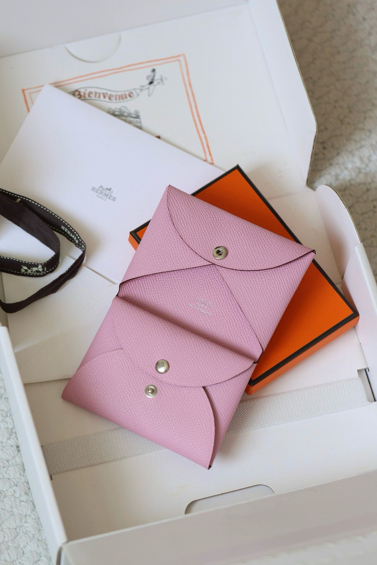Hermes Calvi Duo Card Holder in Mauve Sylvestre Epsom Calfskin - Image 3