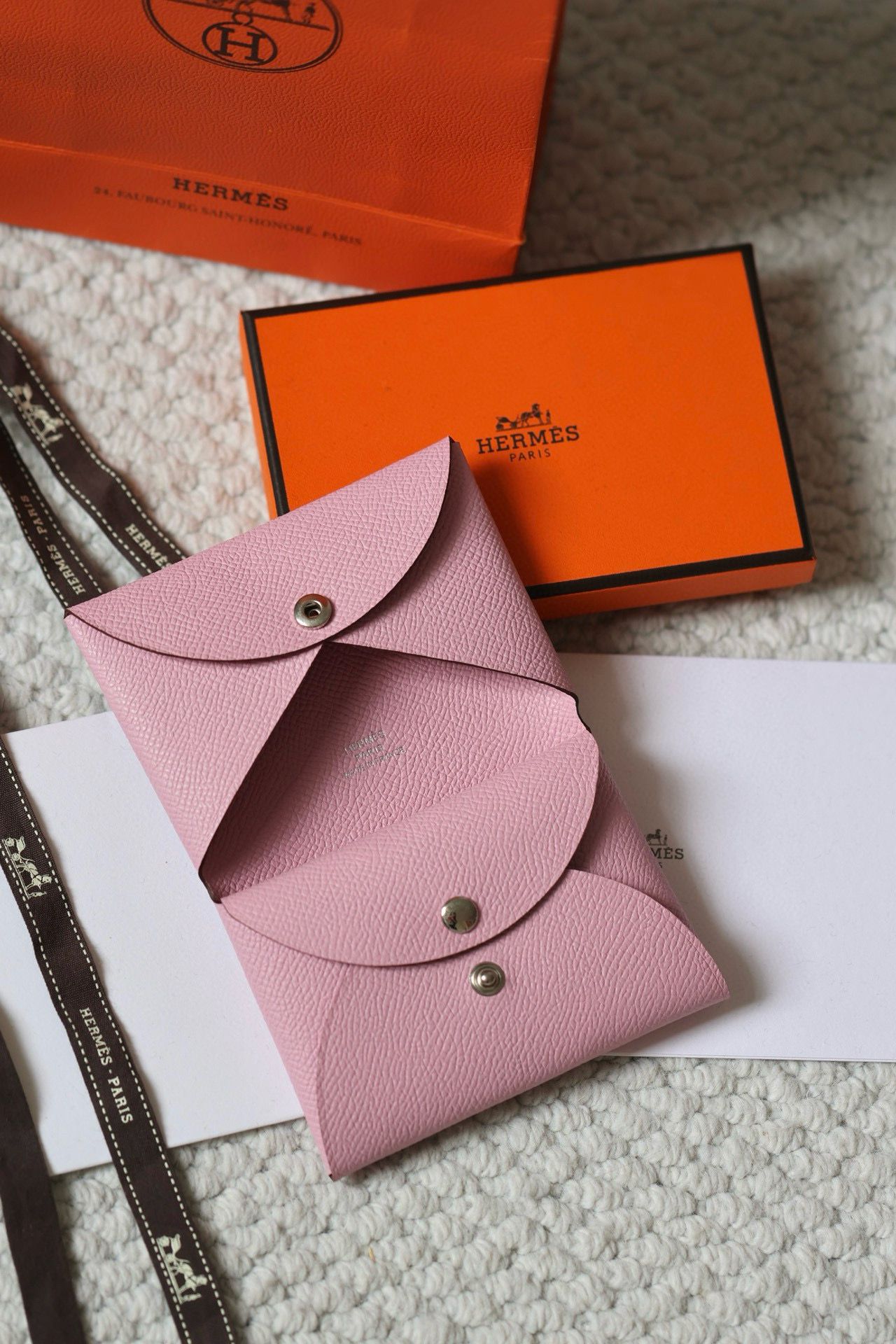 Hermes Calvi Duo Card Holder in Mauve Sylvestre Epsom Calfskin - Image 5