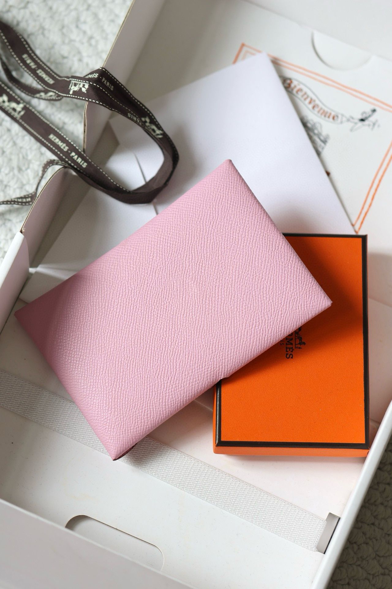 Hermes Calvi Duo Card Holder in Mauve Sylvestre Epsom Calfskin - Image 6
