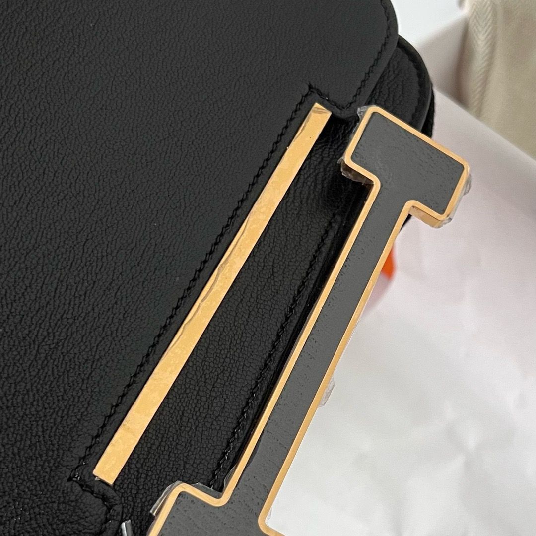 Hermes Geta Handmade Bag In Black Chevre Mysore Leather - Image 3