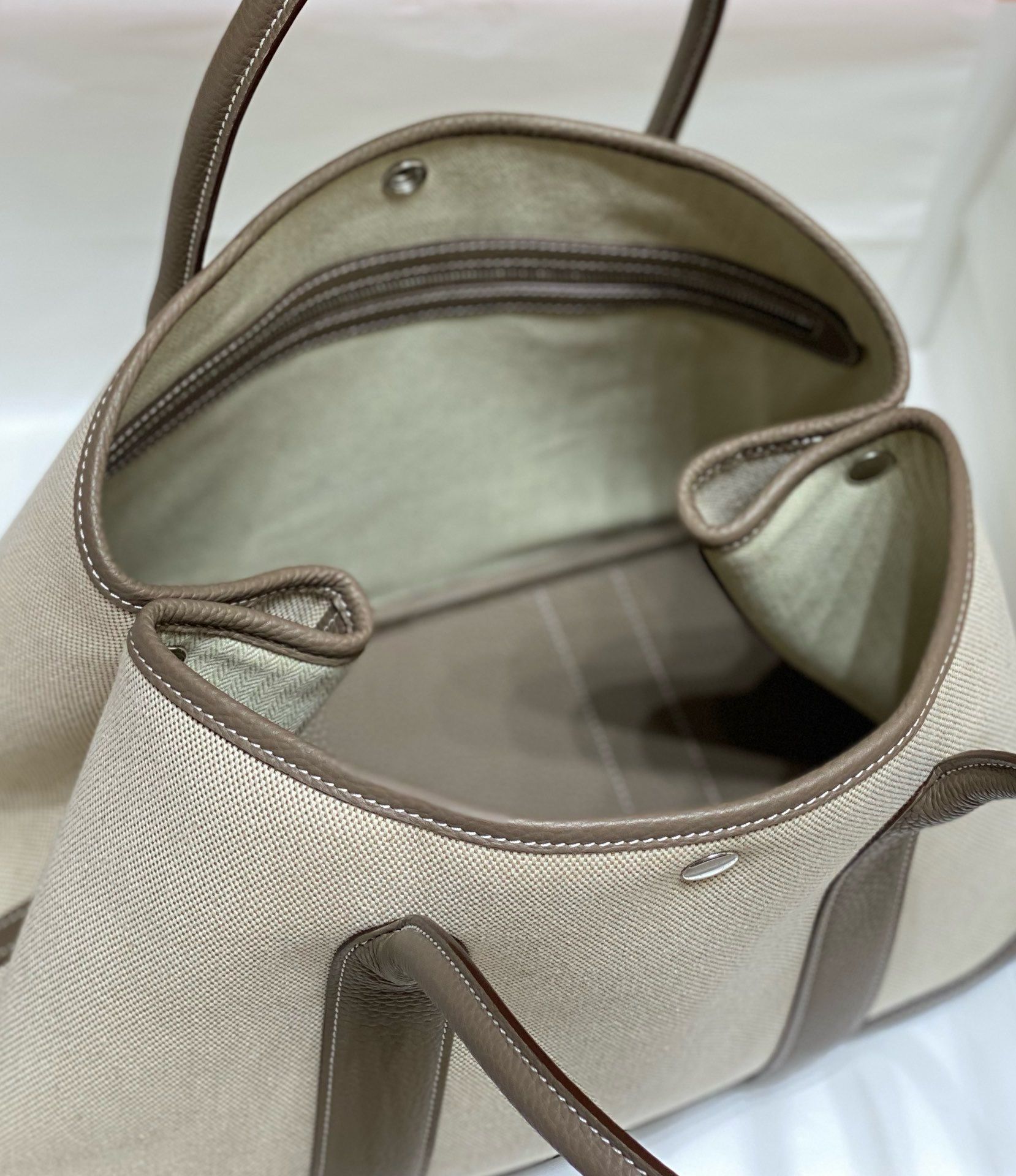 Hermes Garden Party 36cm Bag in Toile and Taupe Leather - Image 10