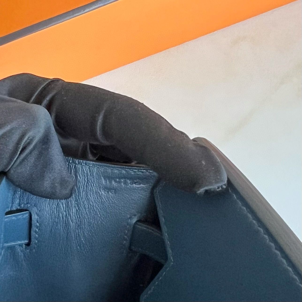 Hermes Birkin 25 Retourne Handmade Bag in Blue Prusse Box Calfskin - Image 10