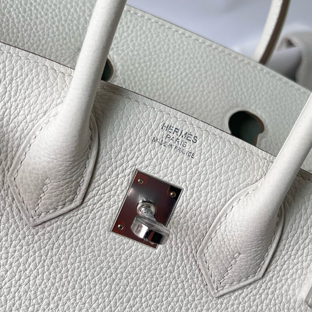 Hermes Birkin 25 Handmade Bag In Mushroom Clemence Leather - Image 5