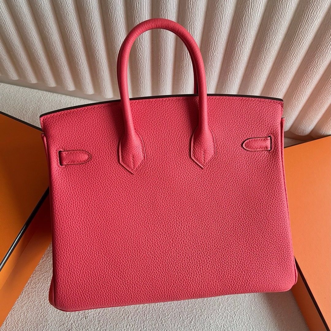 Hermes Birkin 25 Retourne Handmade Bag in Rose Jaipur Clemence Leather - Image 5