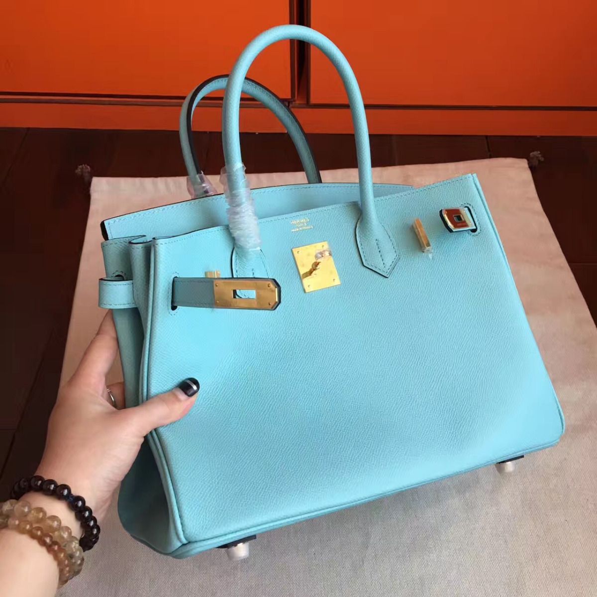 Hermes Birkin 25 Handmade Bag In Blue Atoll Epsom Calfskin - Image 4