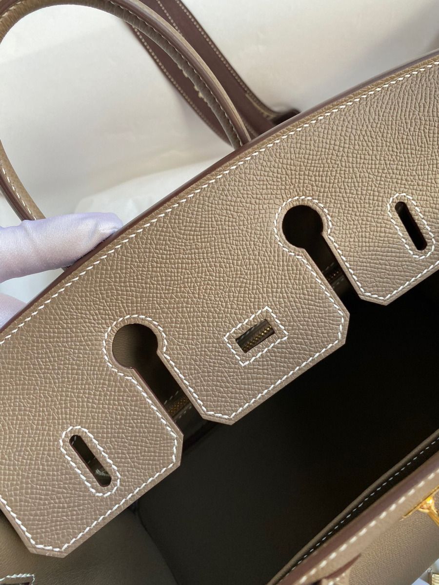 Hermes Birkin 25 Handmade Bag In Taupe Epsom Calfskin - Image 9
