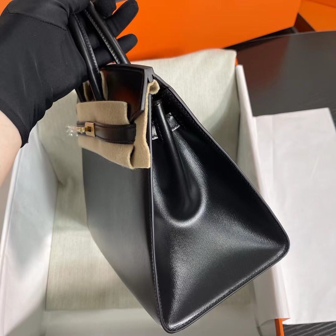 Hermes Birkin 25 Sellier Handmade Bag In Black Box Calfskin - Image 7