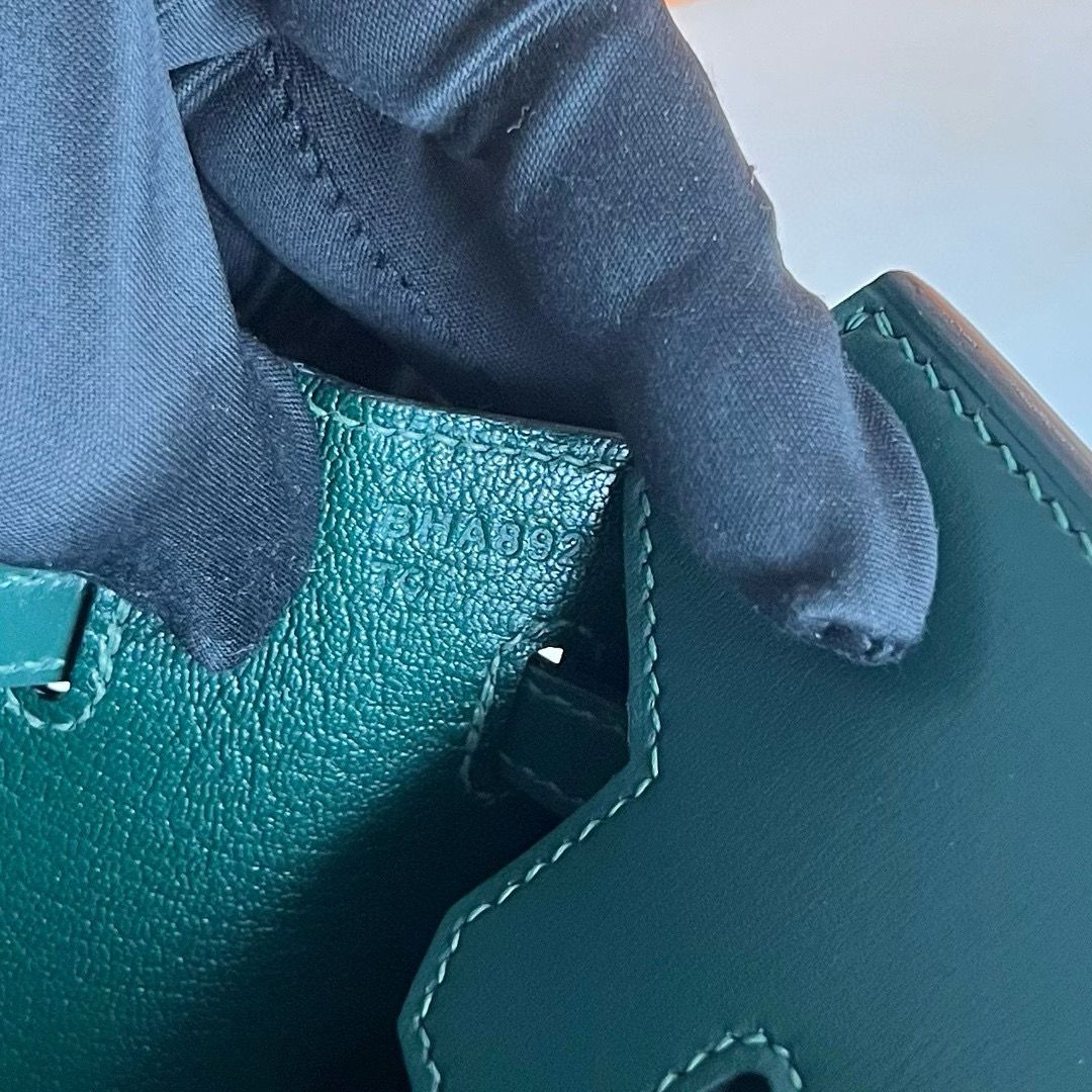 Hermes Birkin 25 Sellier Handmade Bag in Vert Fonce Box Calfskin - Image 6