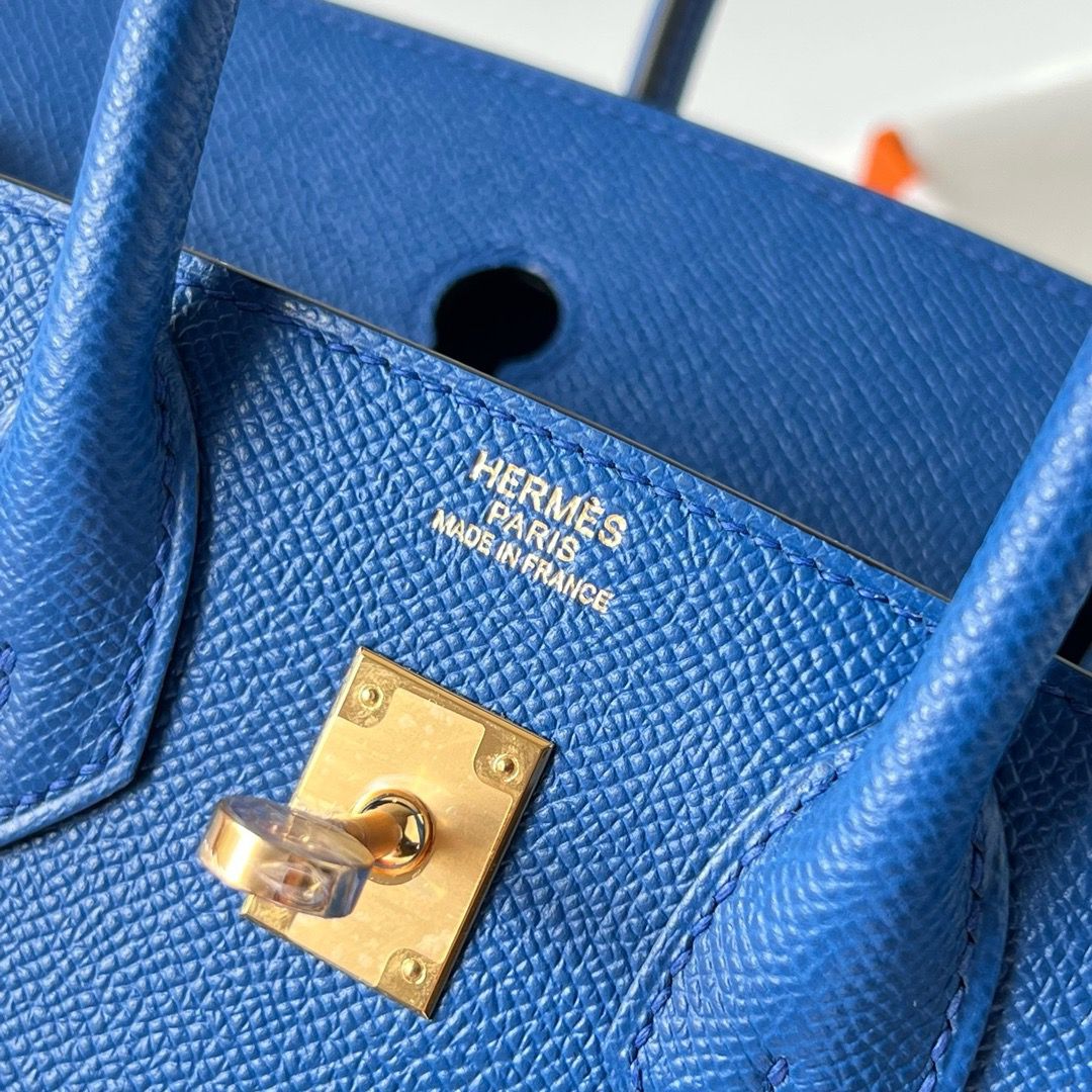 Hermes Birkin 25 Sellier Handmade Bag In Blue France Epsom Calfskin - Image 10
