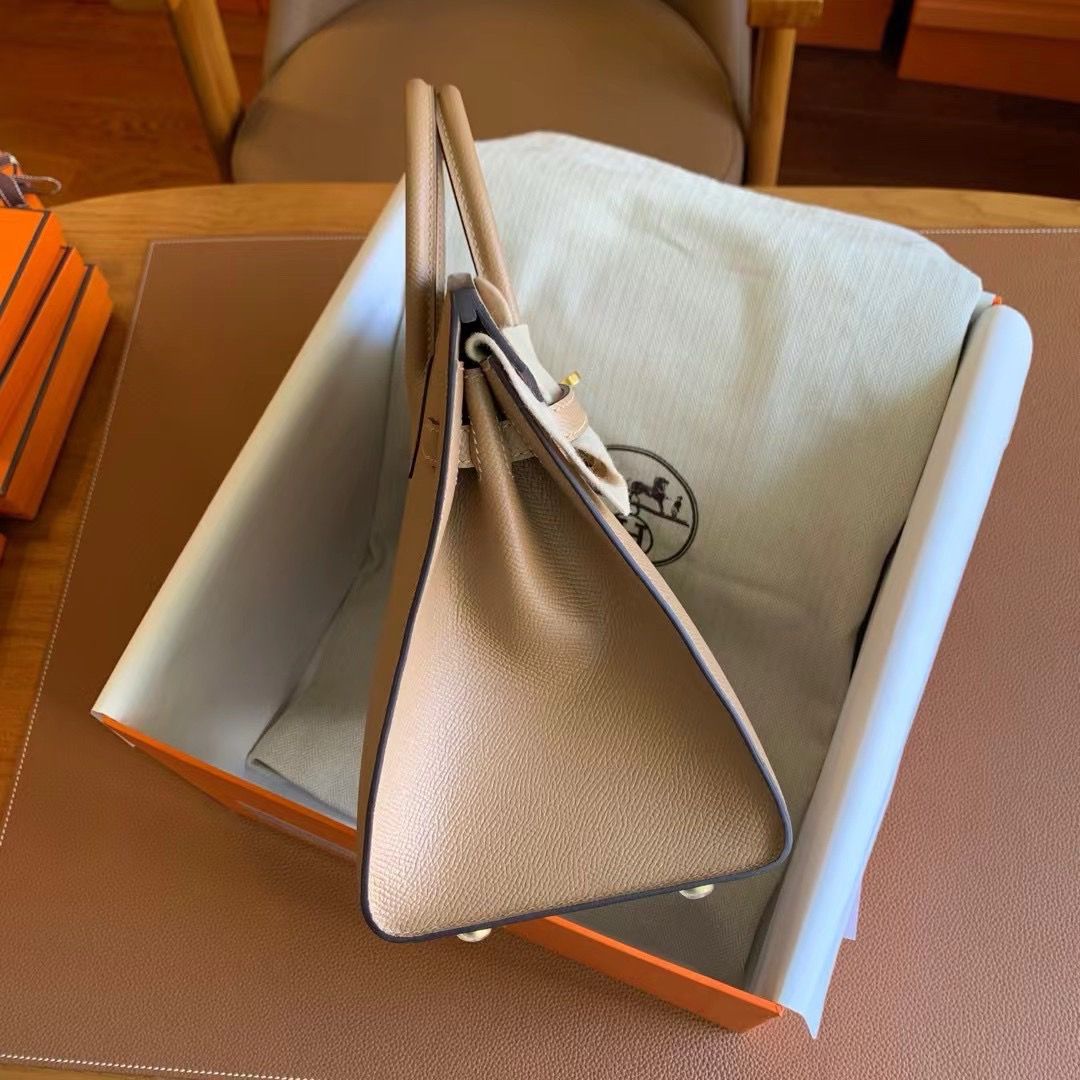Hermes Birkin 25 Sellier Handmade Bag In Chai Epsom Calfskin - Image 6