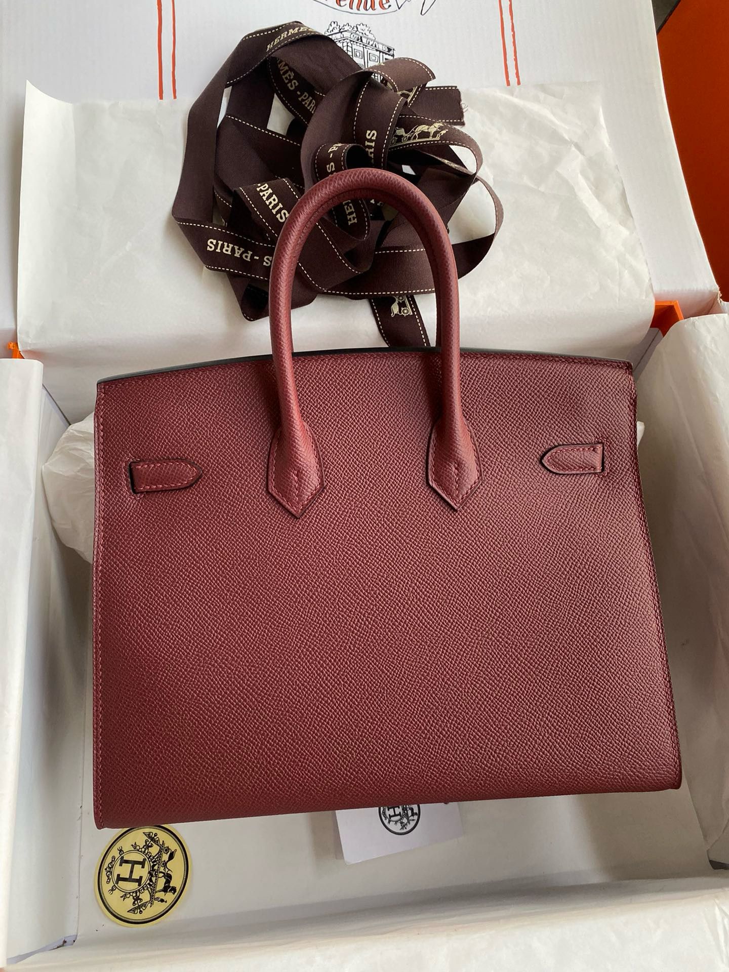 Hermes Birkin 25 Sellier Handmade Bag in Rouge H Epsom Calfskin - Image 3