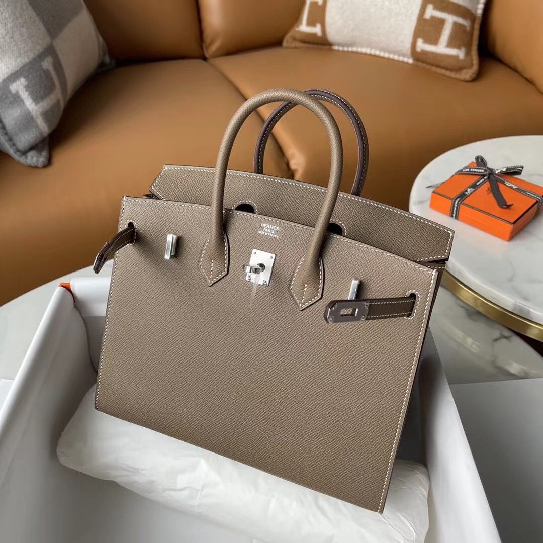 Hermes Birkin 25 Sellier Handmade Bag In Taupe Epsom Calfskin - Image 7