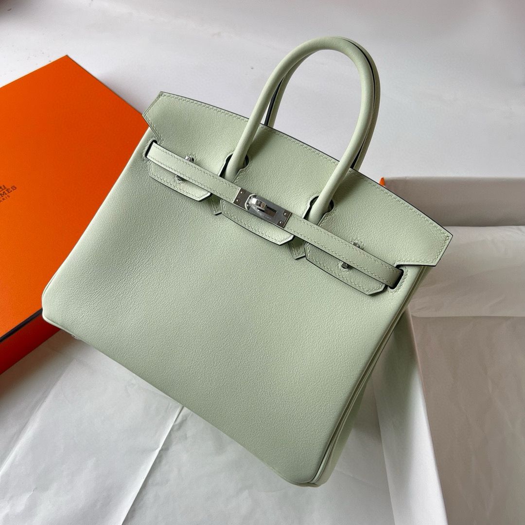 Hermes Birkin 25 Retourne Handmade Bag in Vert Fizz Swift Calfskin - Image 3