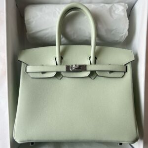 Hermes Birkin 25 Retourne Handmade Bag in Vert Fizz Swift Calfskin