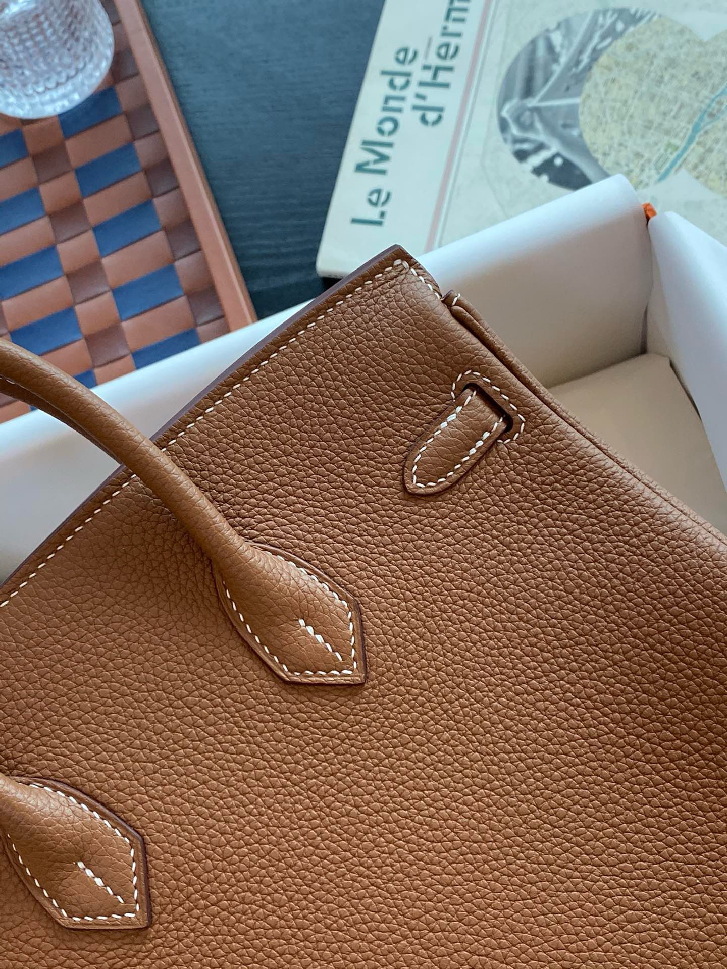 Hermes Birkin 25 Retourne Handmade Bag in Gold Togo Leather - Image 6