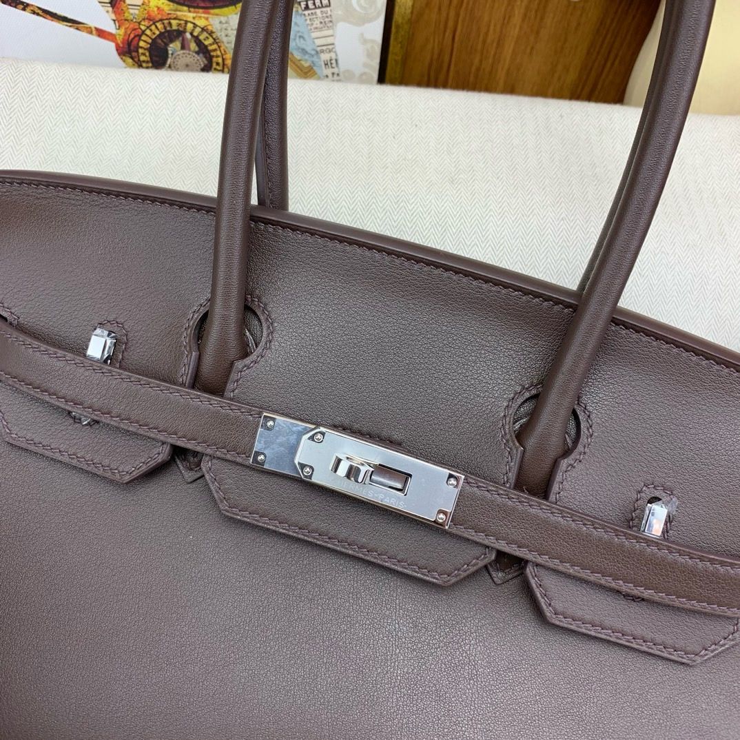 Hermes Shoulder Birkin Light 29 Bag in Ebene Swift Calfskin - Image 5