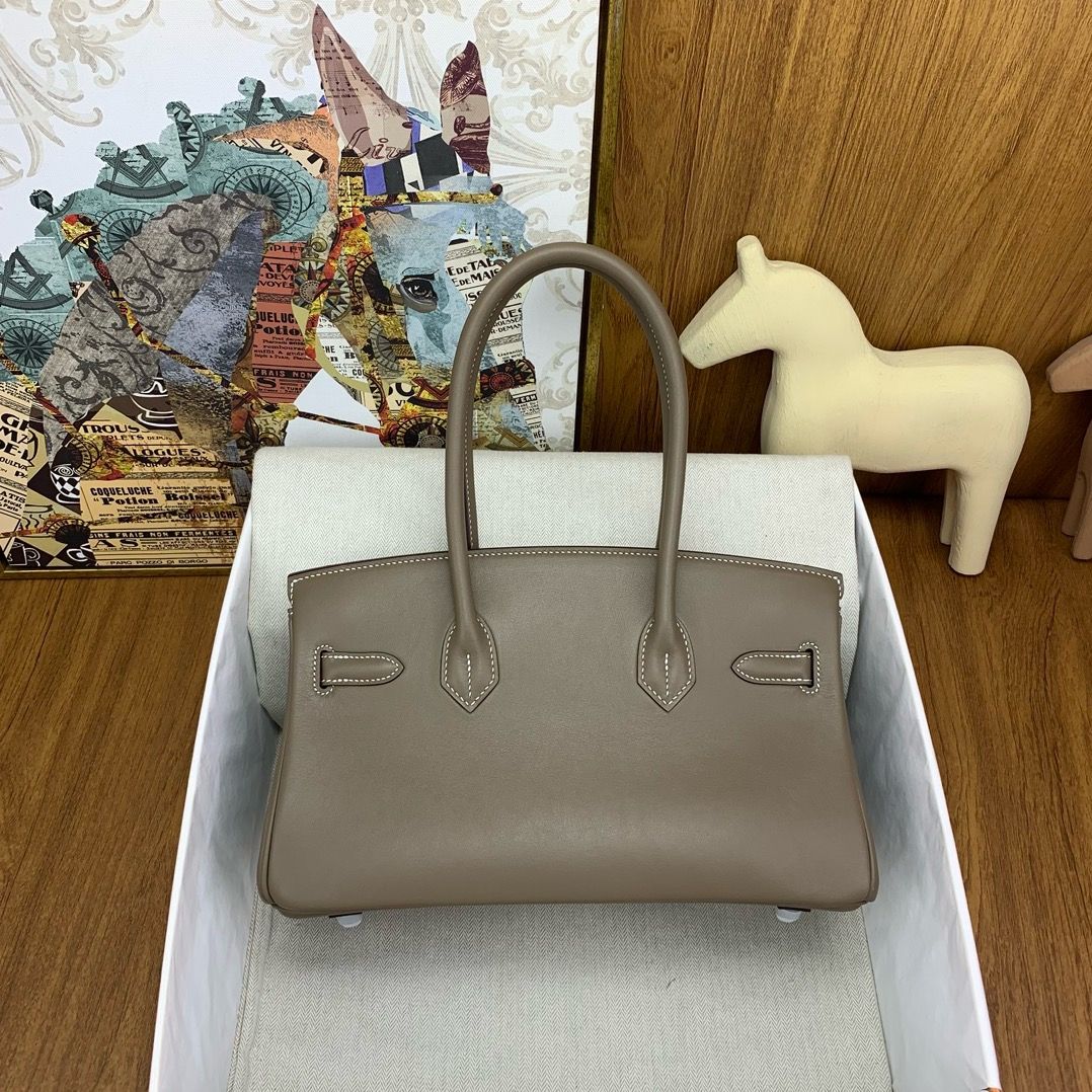 Hermes Shoulder Birkin Light 29 Bag in Taupe Swift Calfskin - Image 3