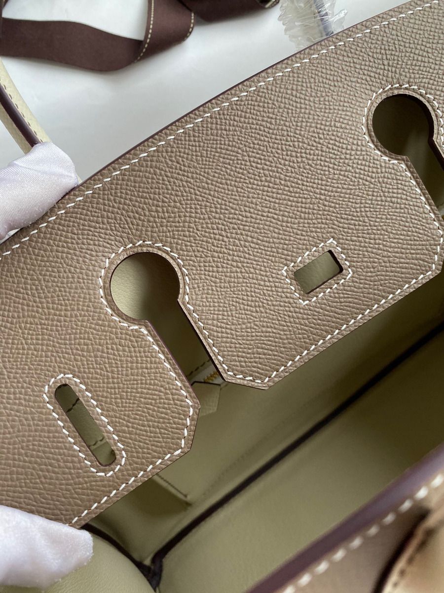 Hermes HSS Birkin 30 Bicolor Bag in Taupe and Craie Epsom Calfskin - Image 10
