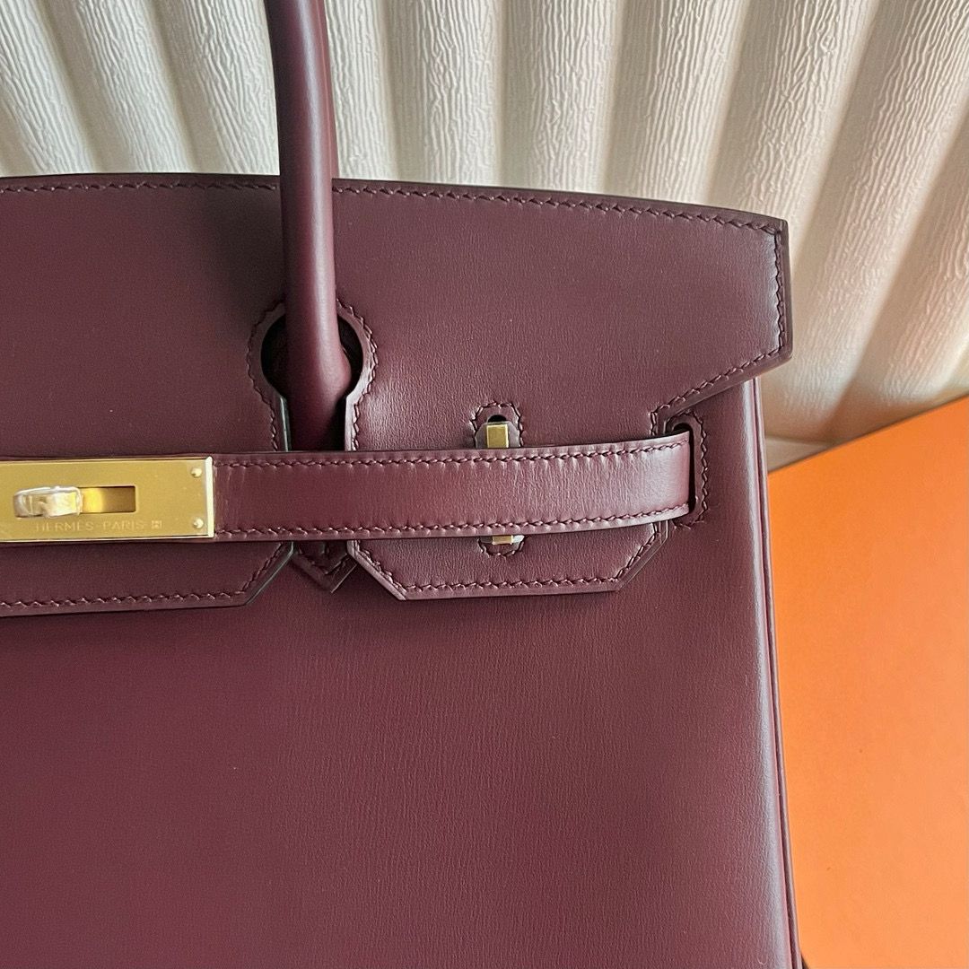 Hermes Birkin 30 Retourne Handmade Bag in Bordeaux Box Calfskin - Image 3