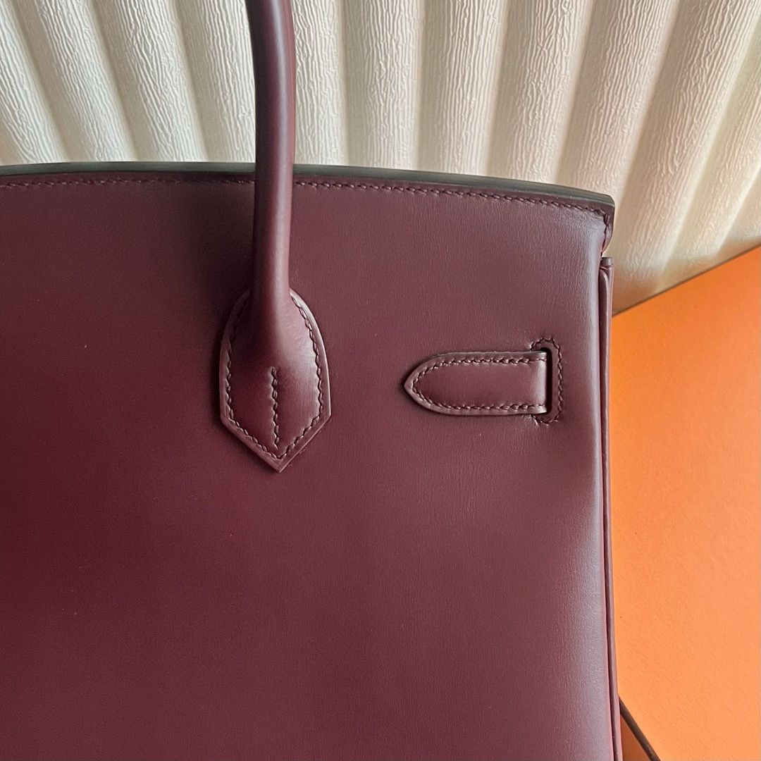 Hermes Birkin 30 Retourne Handmade Bag in Bordeaux Box Calfskin - Image 6