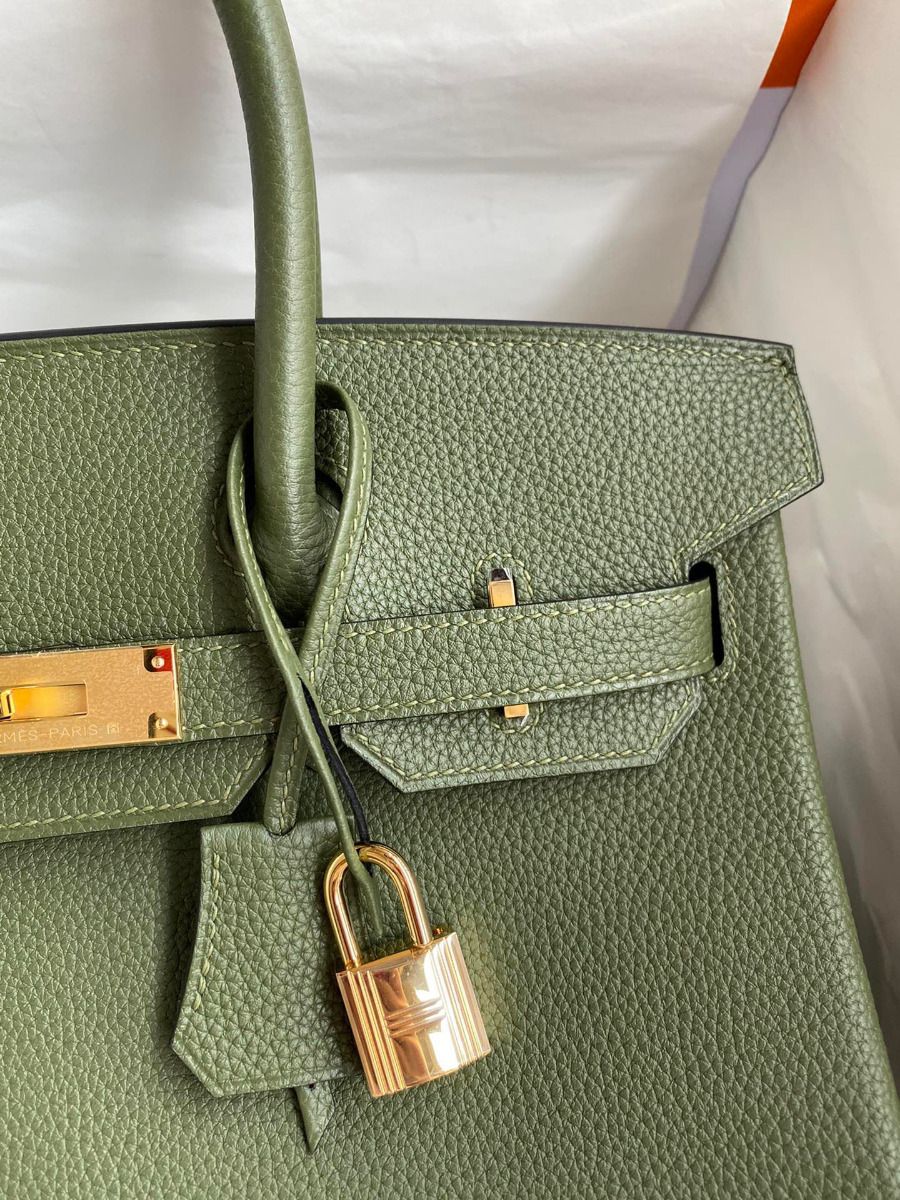Hermes Birkin 30 Retourne Handmade Bag In Green Clemence Leather - Image 4
