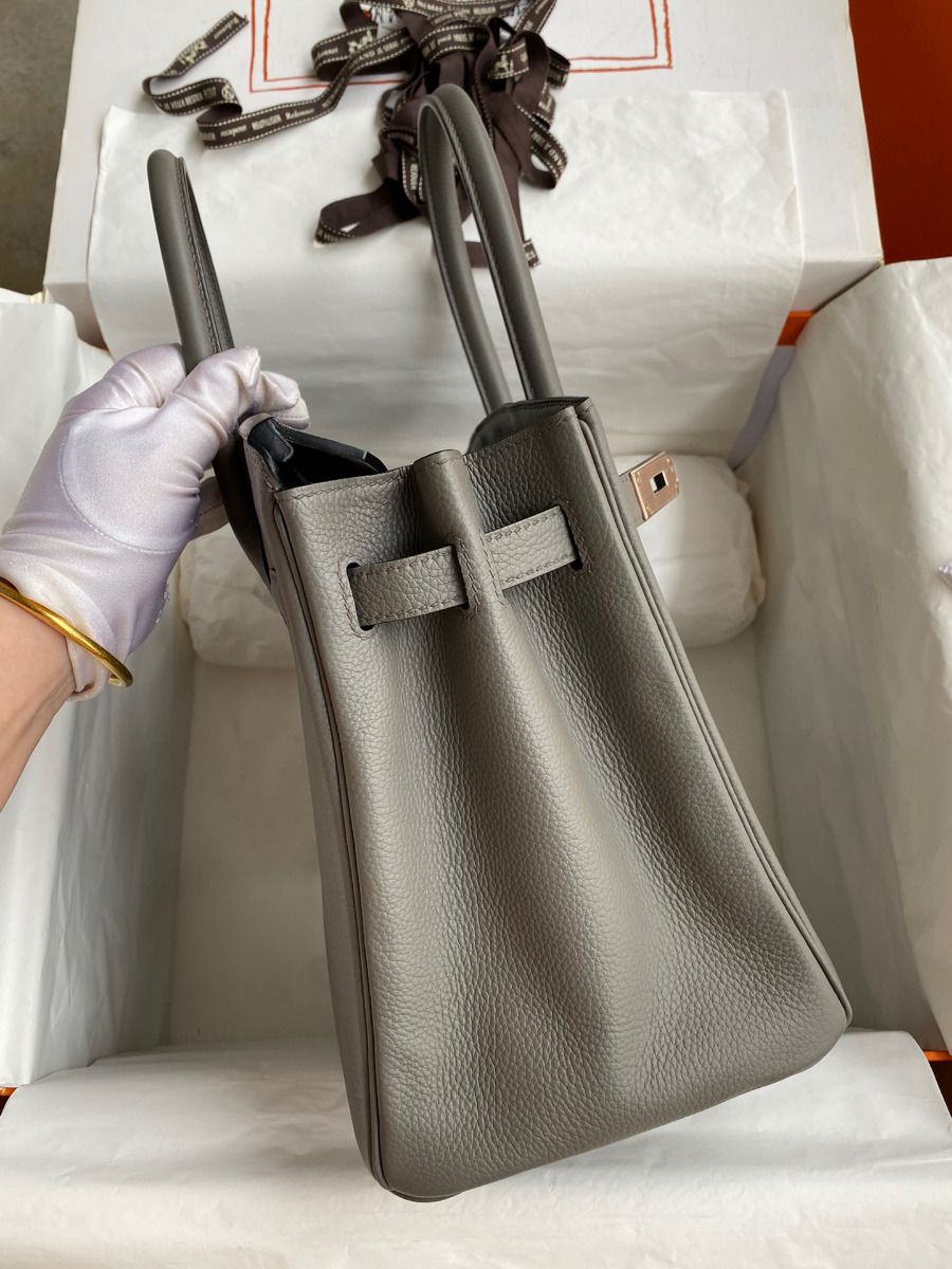 Hermes Birkin 30 Retourne Handmade Bag In Gris Meyer Clemence Leather - Image 6
