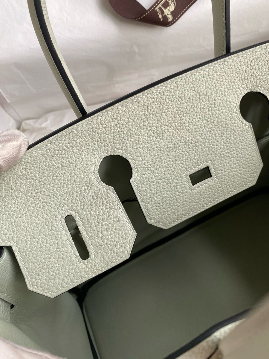 Hermes Birkin 30 Retourne Handmade Bag In Gris Neve Clemence Leather - Image 9