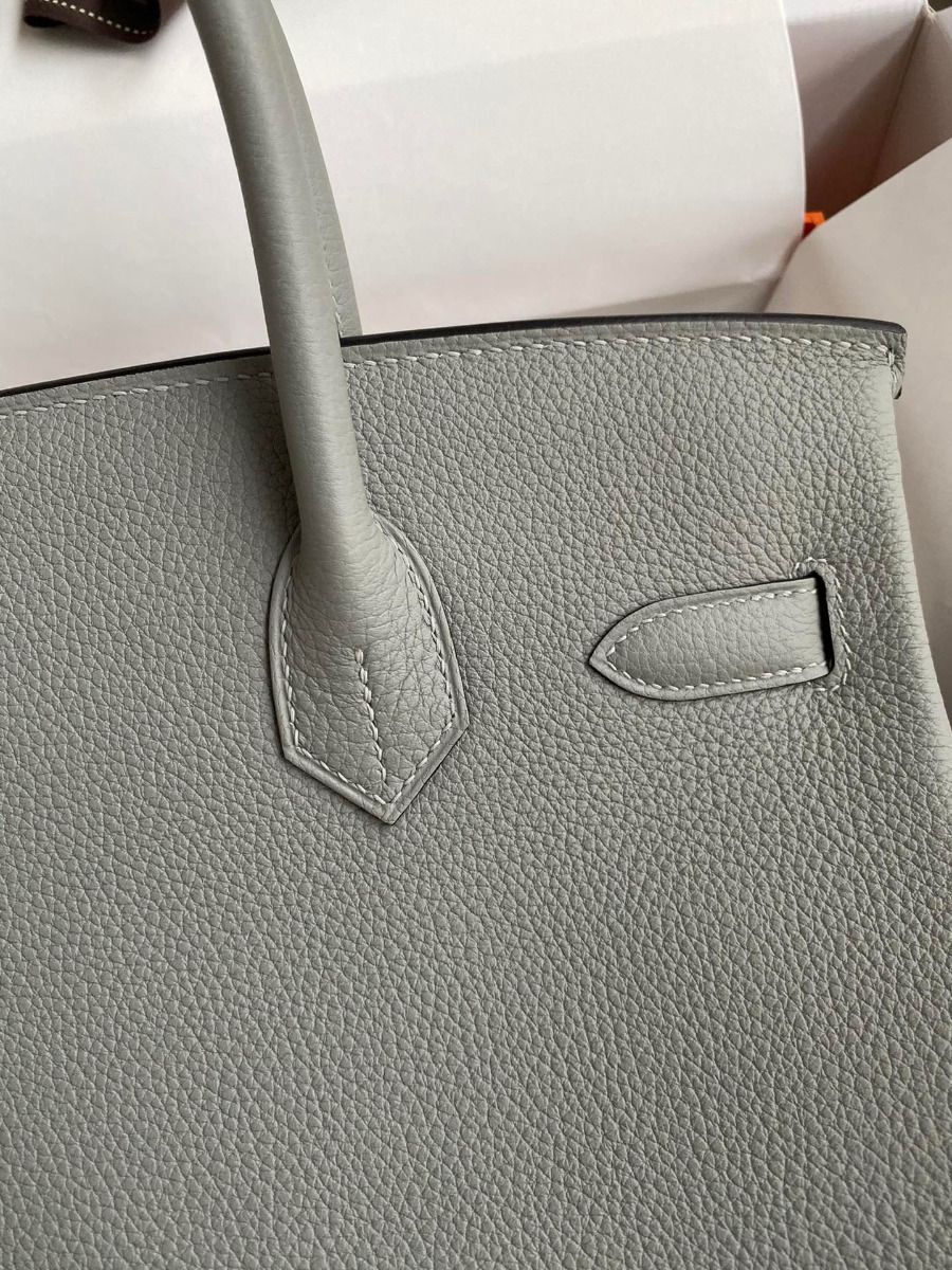 Hermes Birkin 30 Retourne Handmade Bag In Girls Mouette Clemence Leather - Image 4