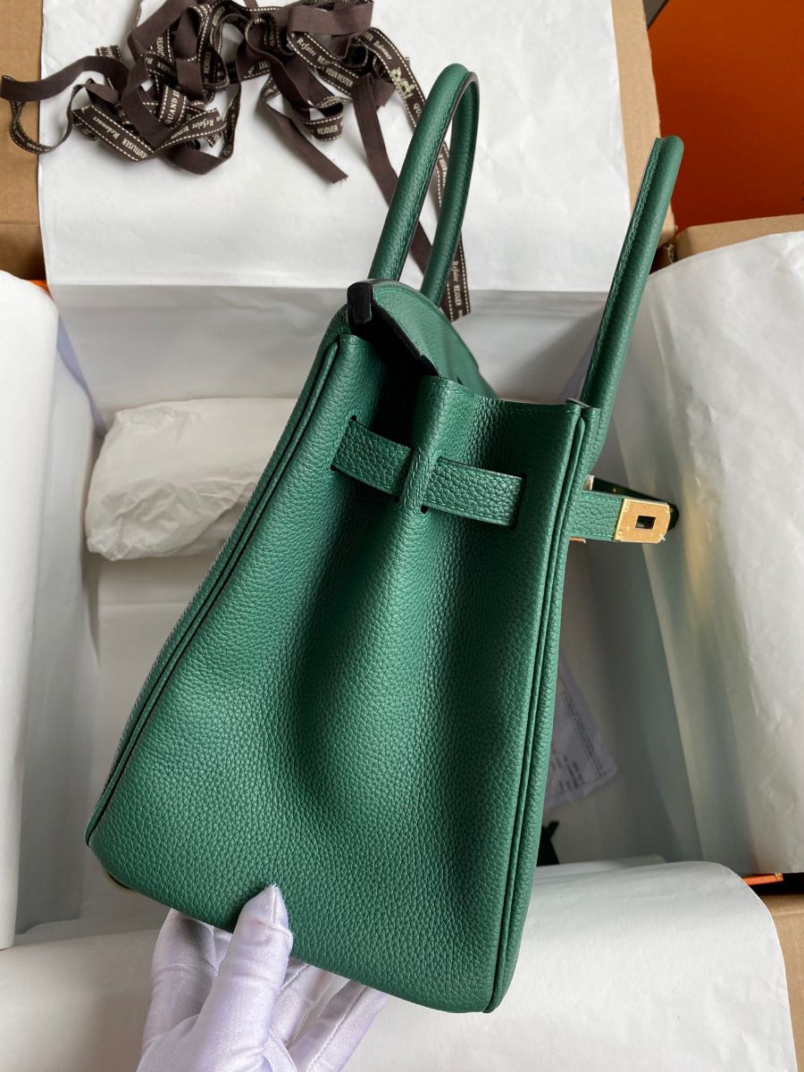 Hermes Birkin 30 Retourne Handmade Bag In Malachite Clemence Leather - Image 6