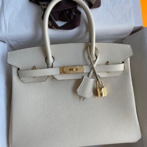 Hermes Birkin 30 Retourne Handmade Bag In Nata Clemence Leather