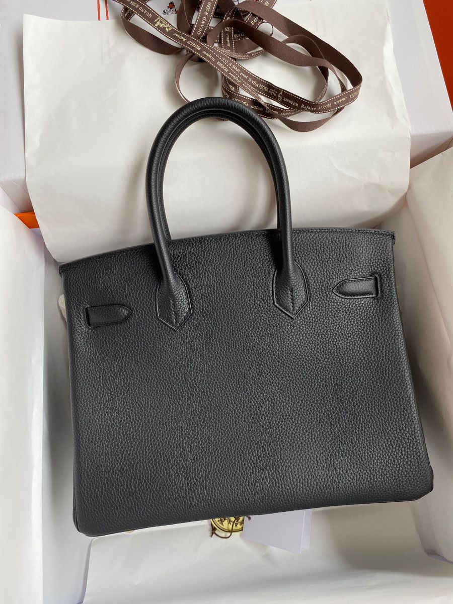 Hermes Birkin 30 Retourne Handmade Bag In Black Clemence Leather - Image 3