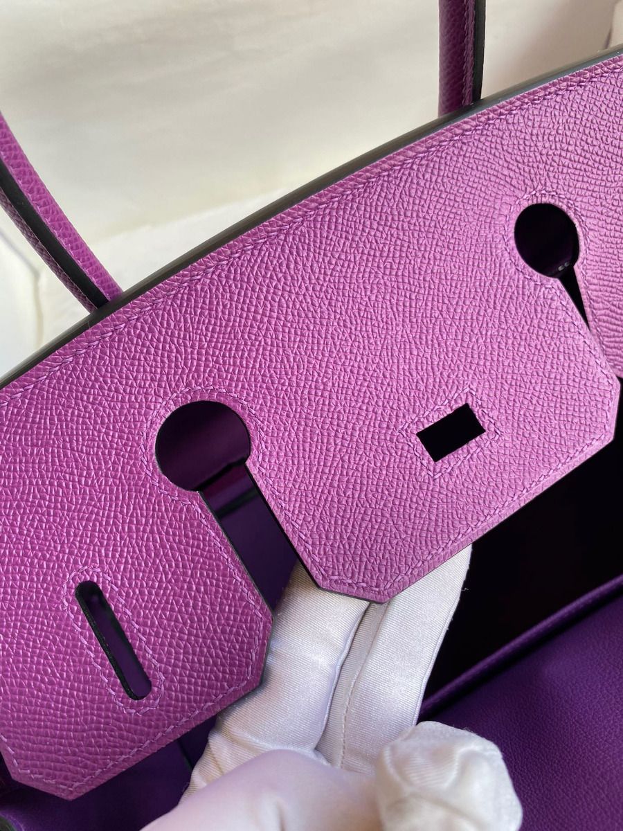 Hermes Birkin 30 Retourne Handmade Bag In Anemone Epsom Calfskin - Image 9