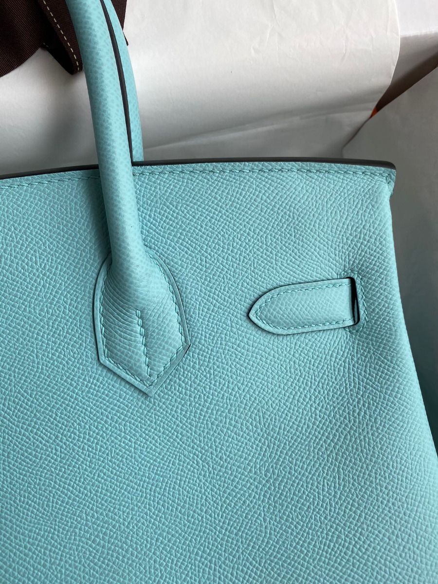 Hermes Birkin 30 Retourne Handmade Bag In Blue Atoll Epsom Calfskin - Image 5