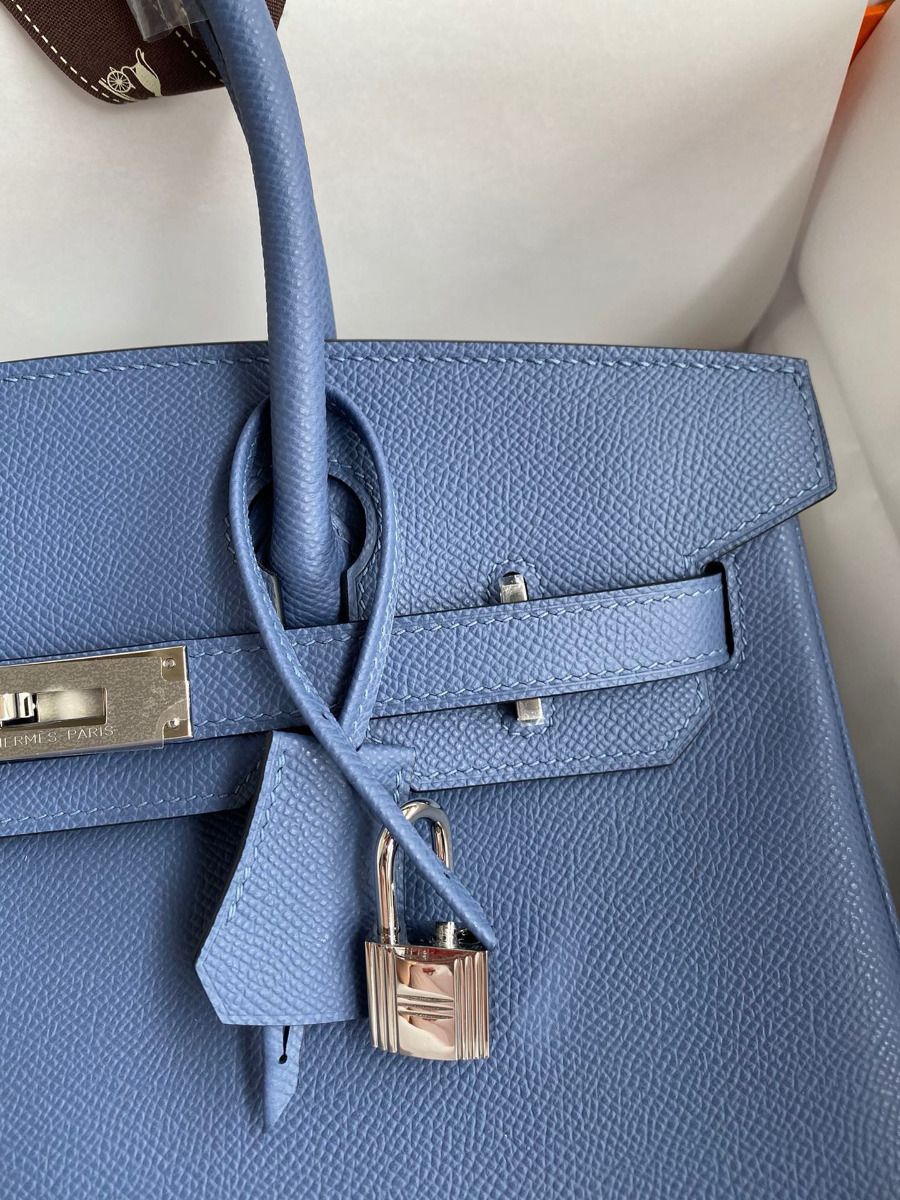Hermes Birkin 30 Retourne Handmade Bag in Blue Agate Epsom Calfskin - Image 3