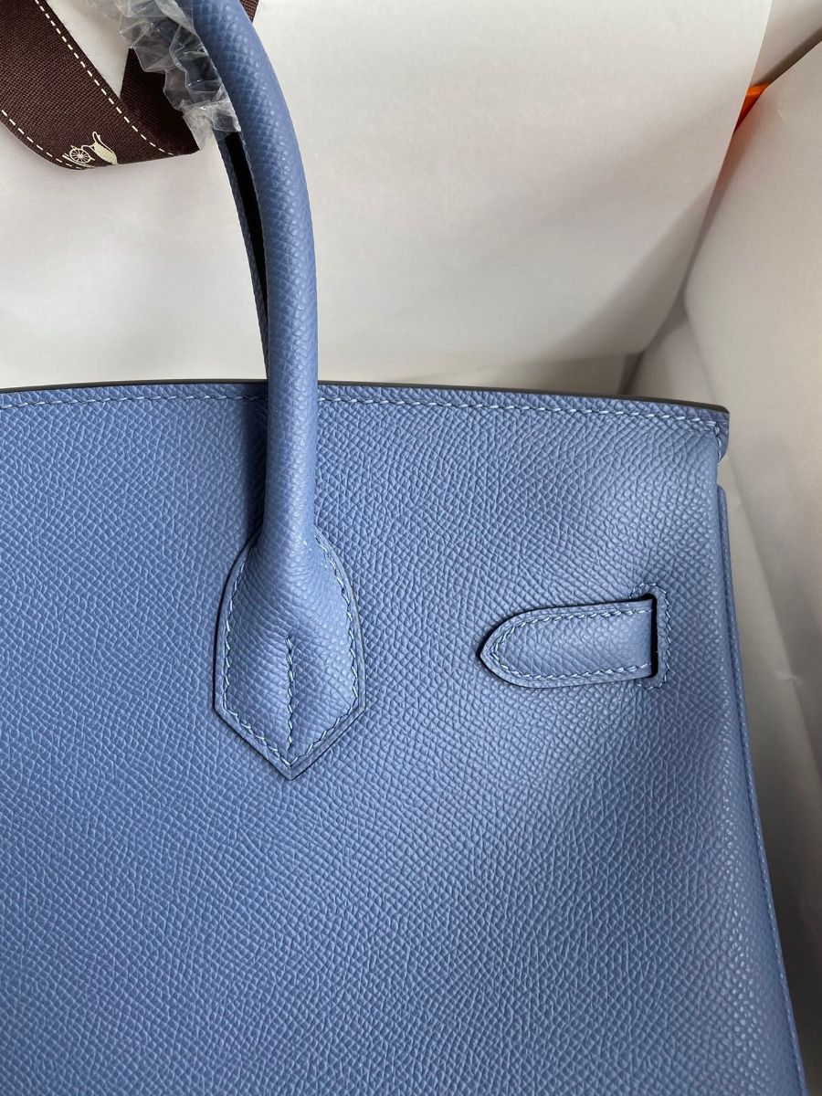 Hermes Birkin 30 Retourne Handmade Bag in Blue Agate Epsom Calfskin - Image 4
