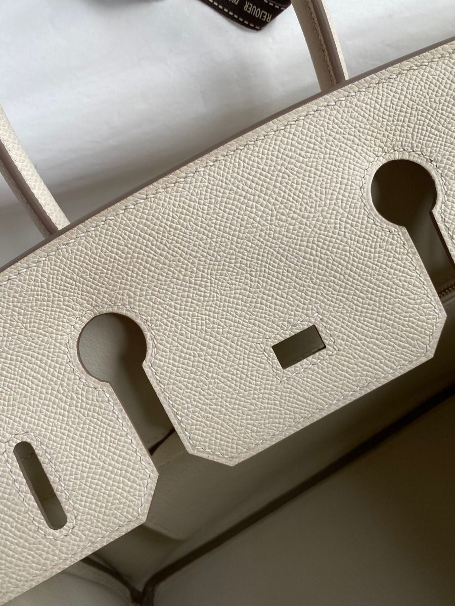 Hermes Birkin 30 Retourne Handmade Bag In Craie Epsom Calfskin - Image 10