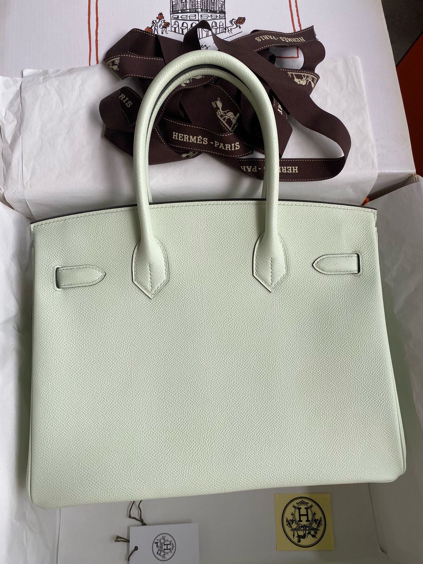 Hermes Birkin 30 Retourne Handmade Bag In Vert Fizz Epsom Calfskin - Image 3