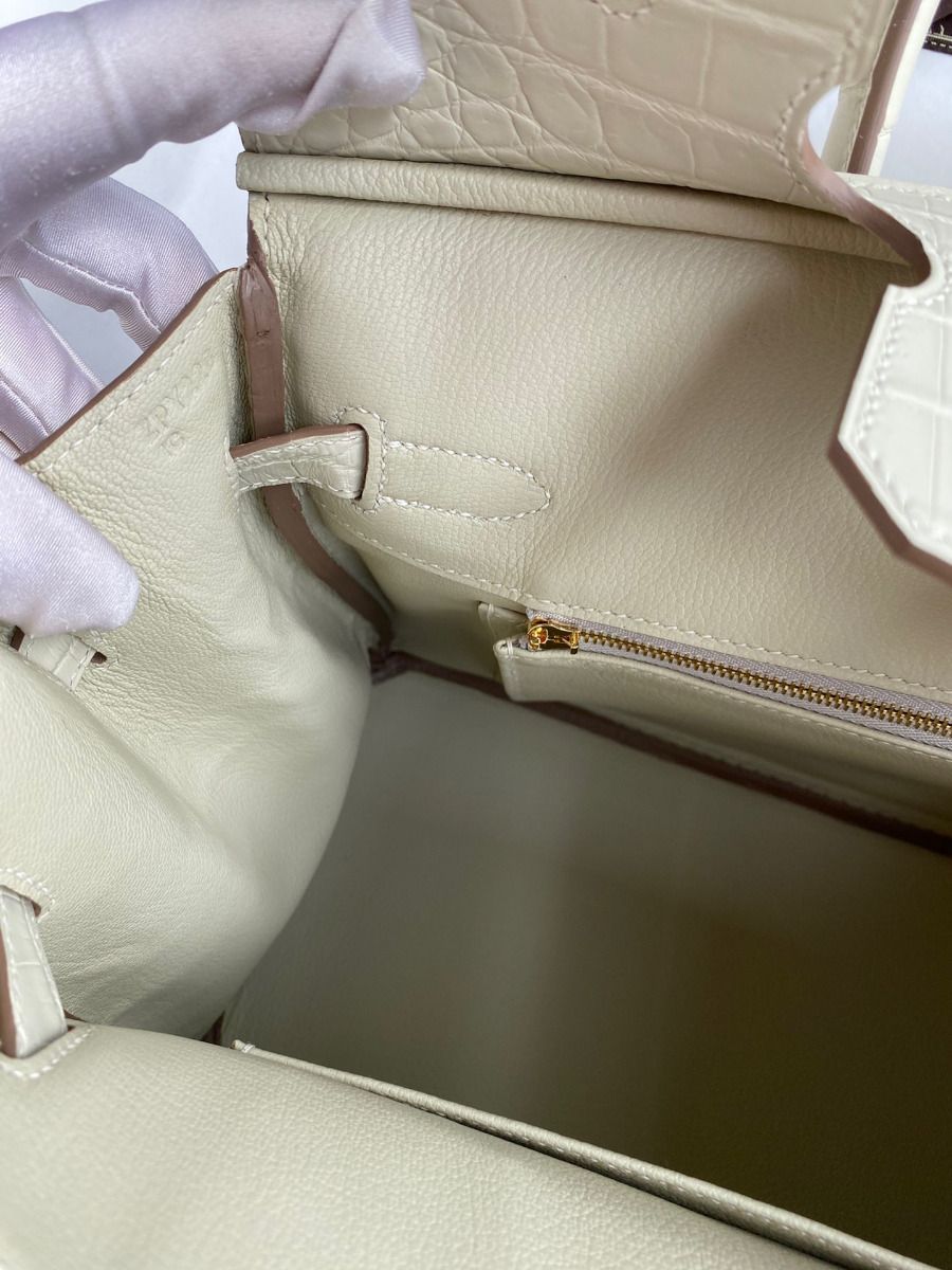 Hermes Birkin 30 Handmade Bag In Craie Crocodile Niloticus Matte Skin - Image 9