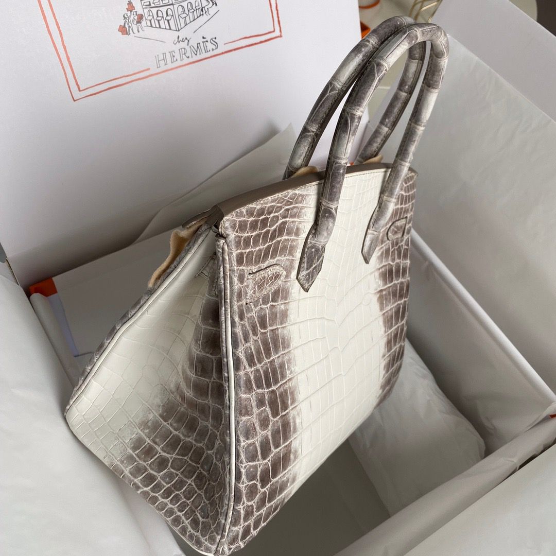 Hermes Diamond Birkin 30cm Bag In Himalaya Niloticus Crocodile Skin - Image 7