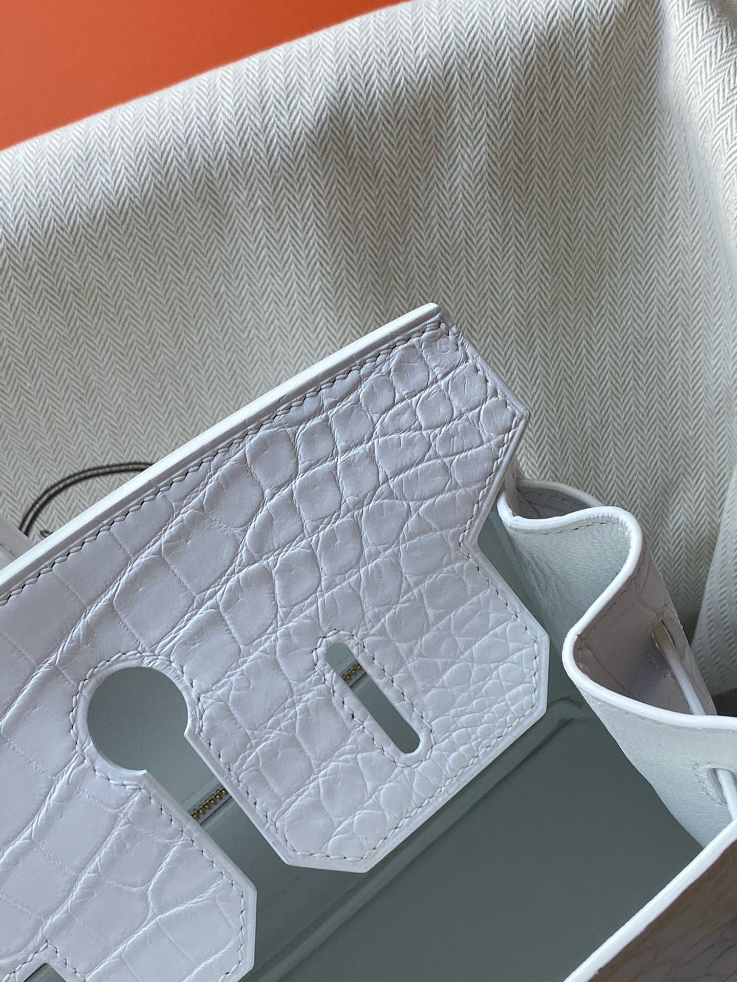 Hermes Birkin 30 Handmade Bag In White Crocodile Niloticus Matte Skin - Image 10
