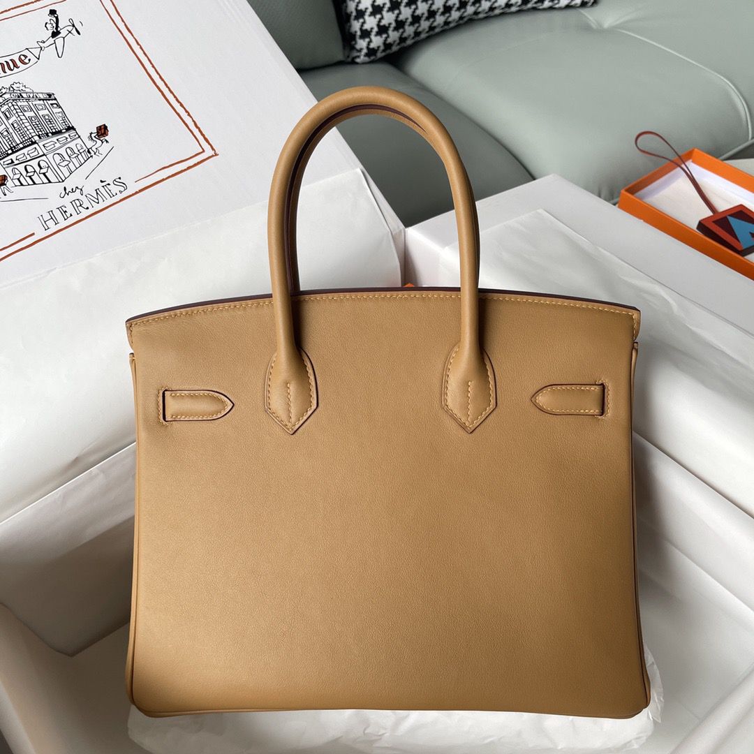 Hermes Birkin 30 Retourne Handmade Bag In Biscuit Swift Leather - Image 4