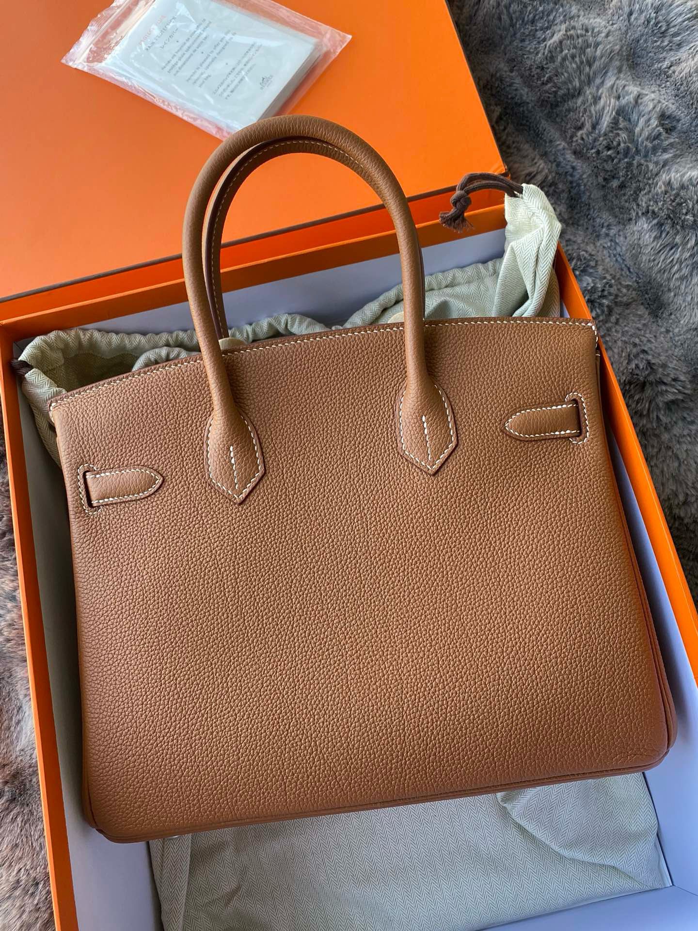 Hermes Birkin 30 Retourne Handmade Bag in Gold Togo Leather - Image 3