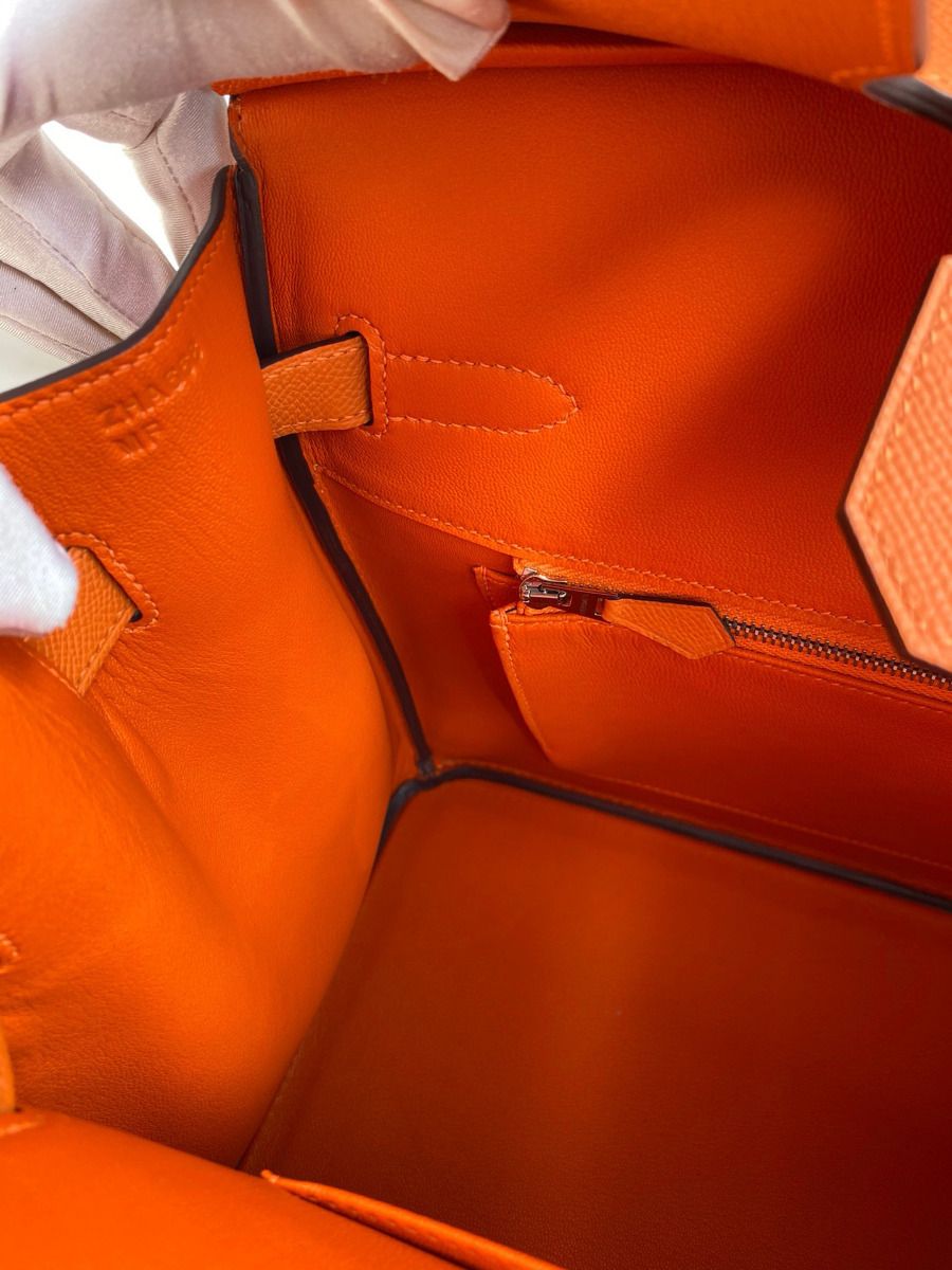 Hermes Birkin 35 Retourne Handmade Bag in Orange Epsom Calfskin - Image 10