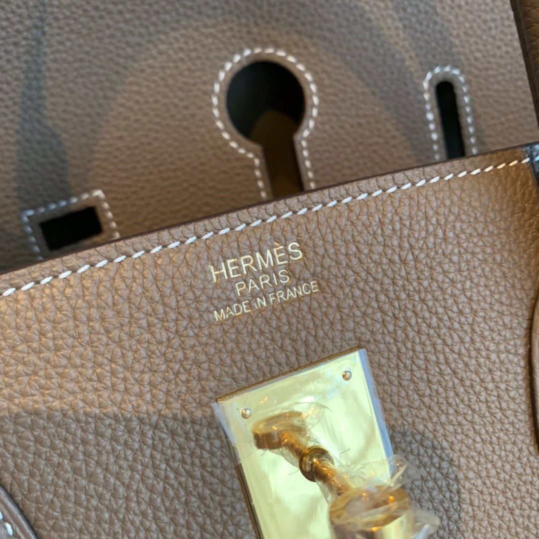 Hermes Birkin 40 Handmade Bag In Taupe Clemence Leather - Image 7
