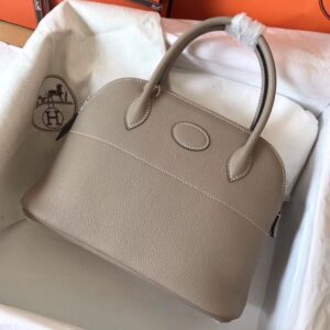Hermes Bolide 31 Handmade Bag In Tourterelle Clemence Leather