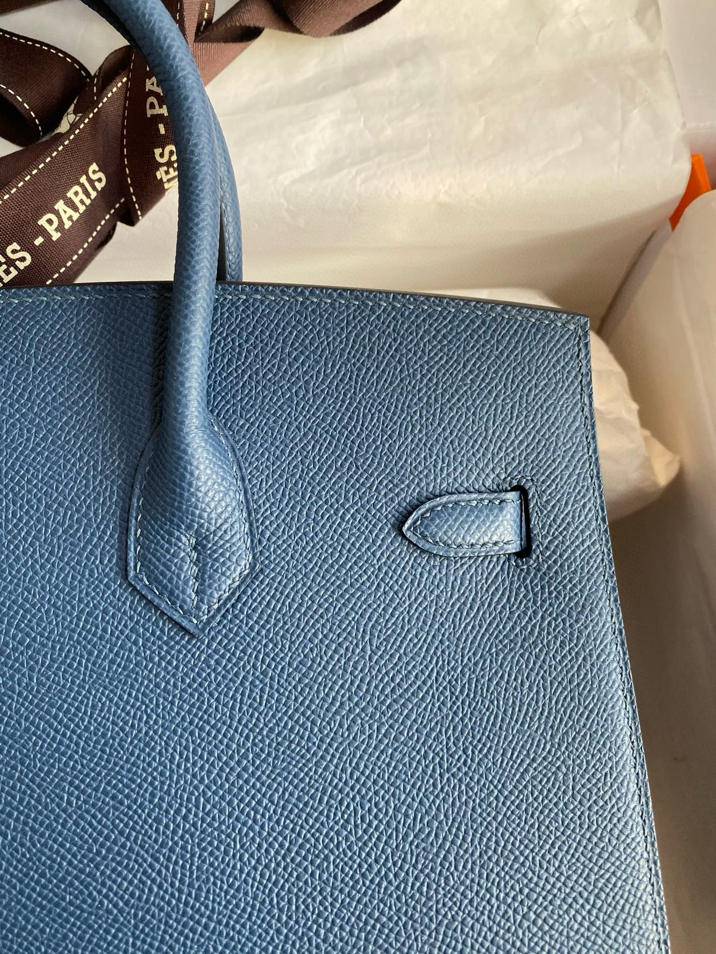 Hermes Birkin 25 Sellier Handmade Bag in Deep Blue Epsom Calfskin - Image 6