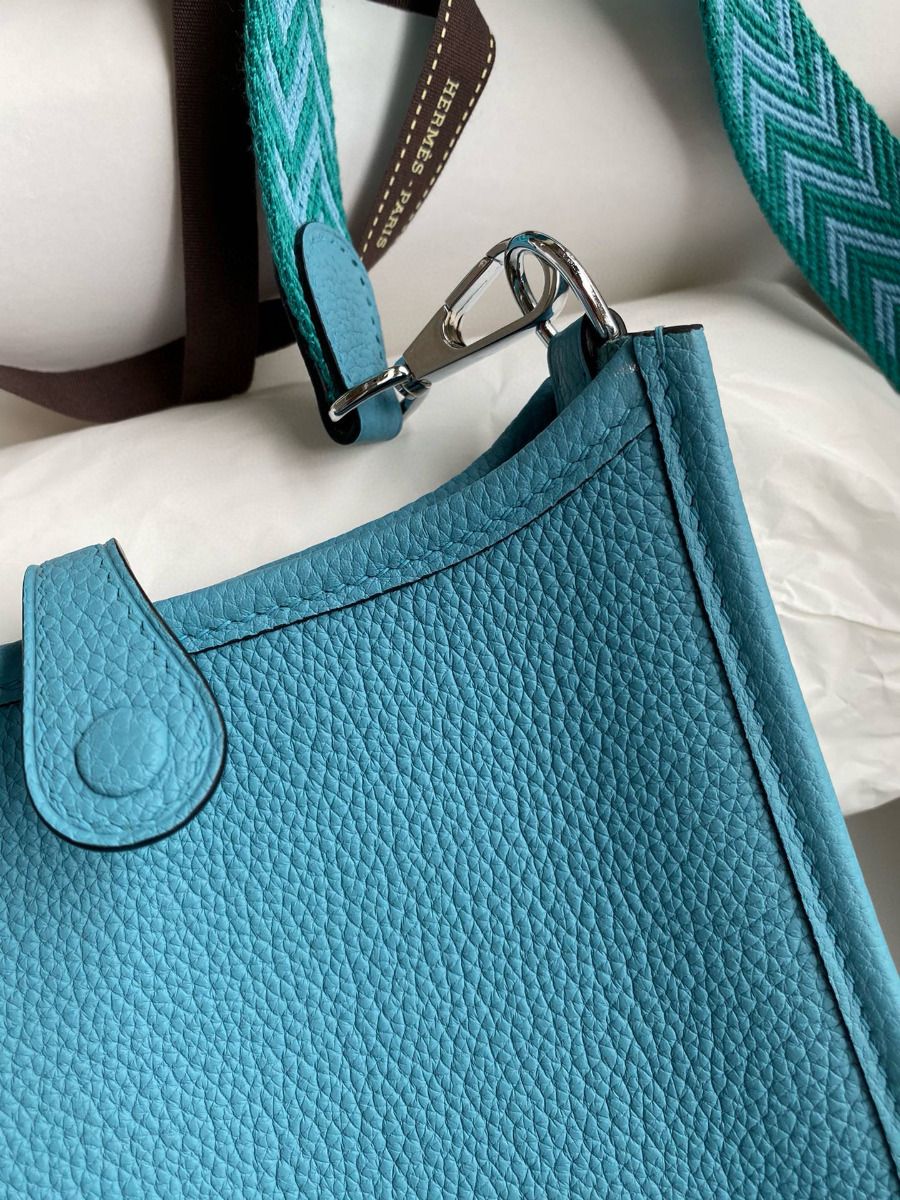 Hermes Evelyne Mini Handmade Bag in Blue du Nord Clemence Leather - Image 8