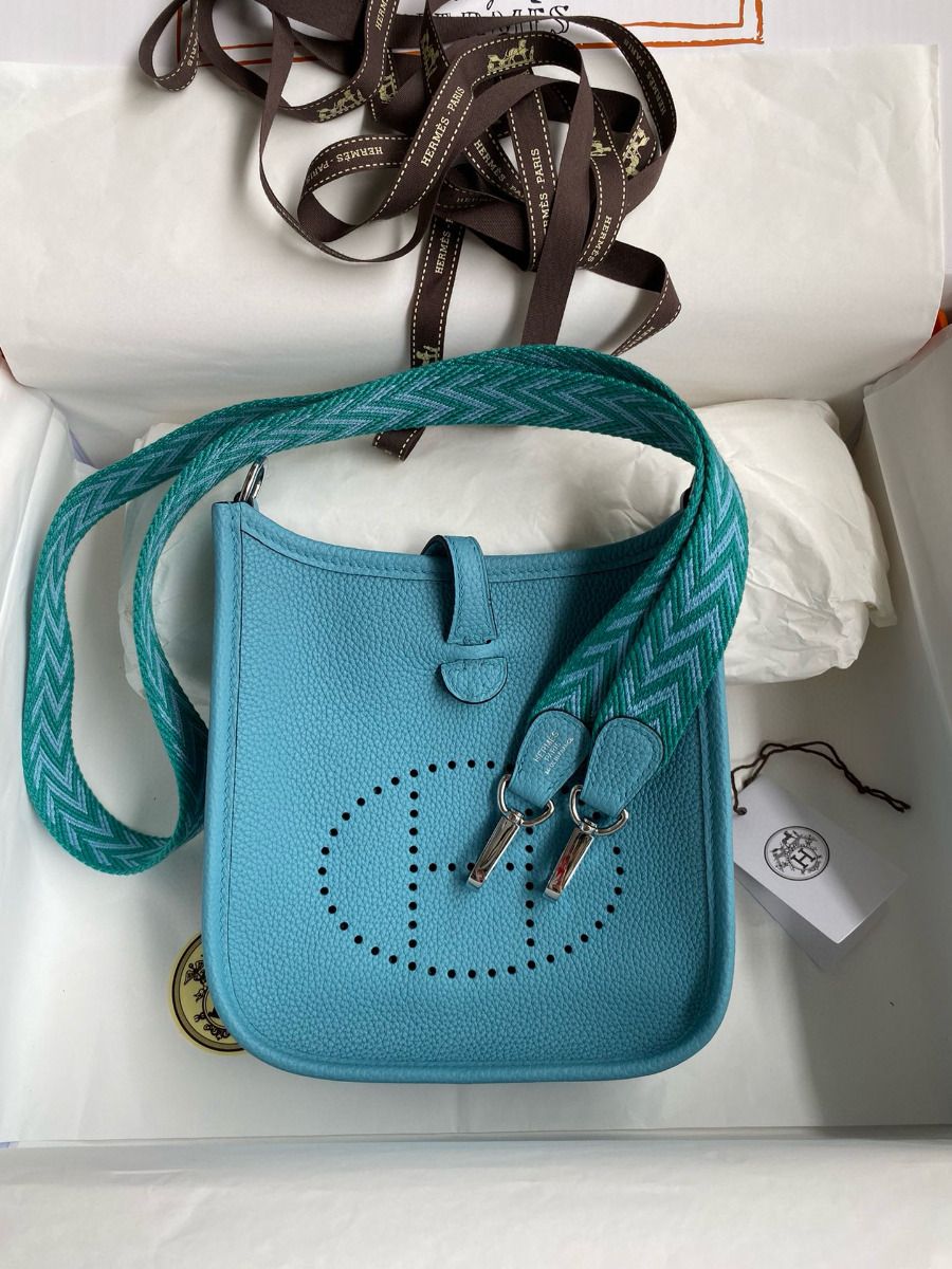 Hermes Evelyne Mini Handmade Bag in Blue du Nord Clemence Leather - Image 10