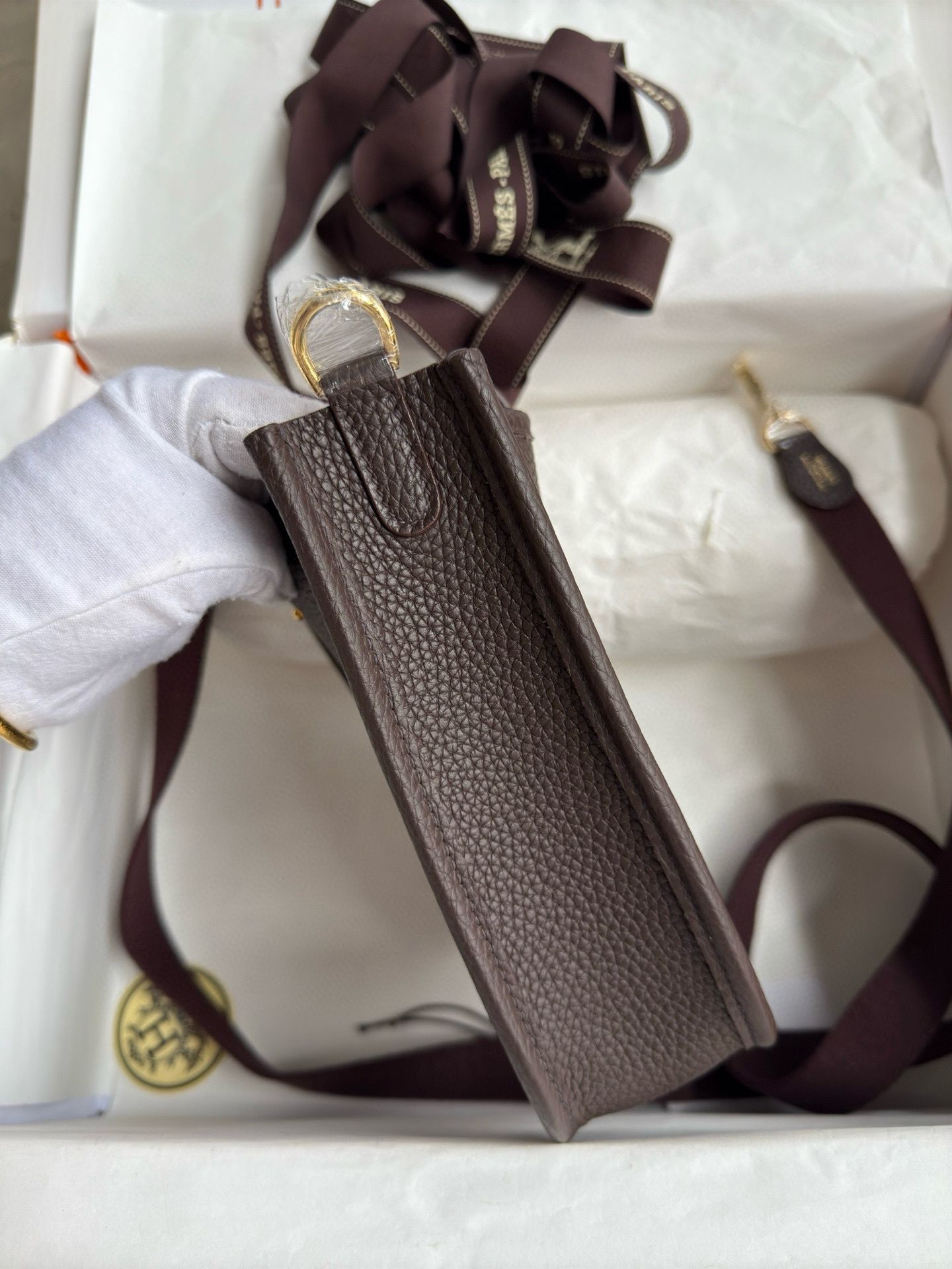 Hermes Evelyne Mini Handmade Bag in Ebene Clemence Leather - Image 7