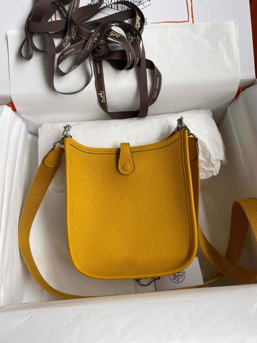 Hermes Evelyne Mini Handmade Bag in Jaune Clemence Leather - Image 3
